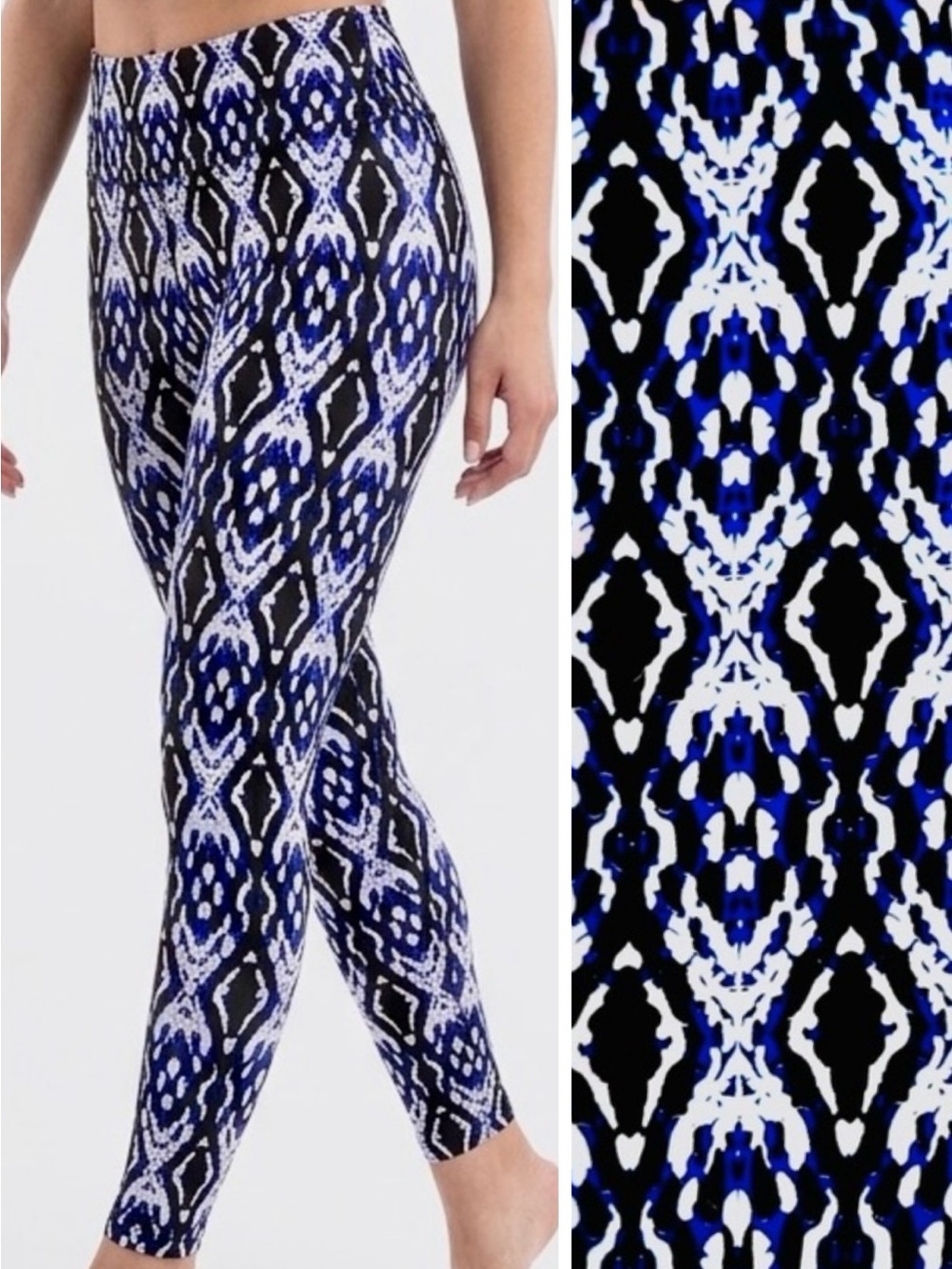 ALWAYS Bohemian Tribal Printed High Waisted Leggings Blue White Black Boho Aztec